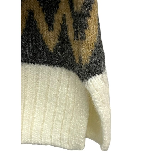 1.STATE Sweater Womens Large Cream Tan Johnny Collar Fair Isle Pullover Knit‎ - Picture 9 of 12